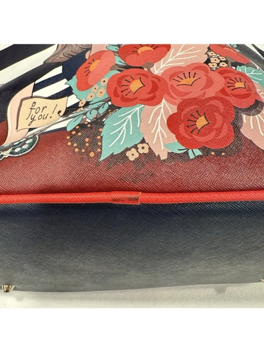 Nicole Lee Judith Loves Flower Hobo Bag Red White Blue Butterfly Floral Tote